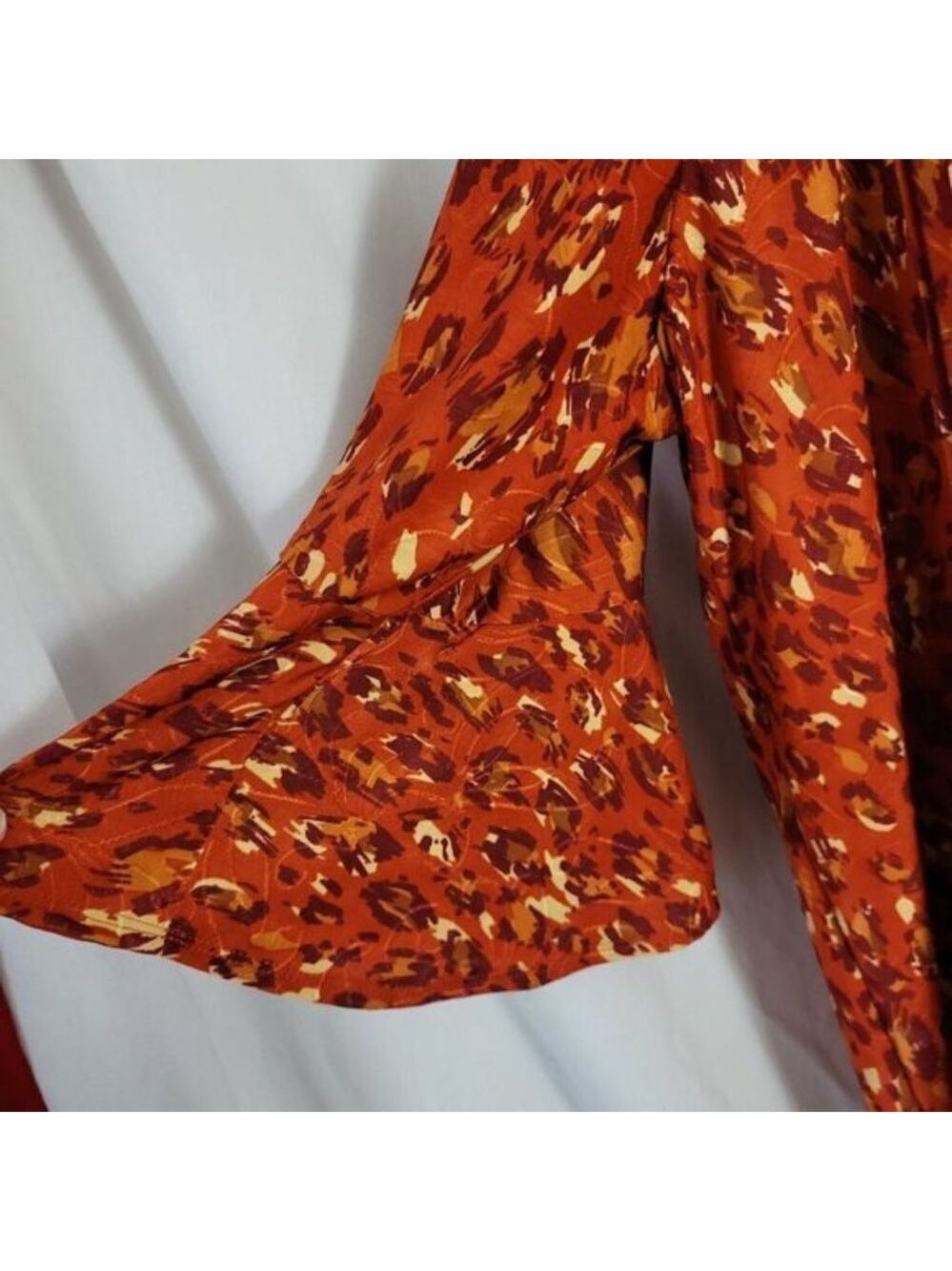 NEW NY Collection blouse 2X flowy bell sleeves animal print BOHO Chic Career NWT - Picture 5 of 12
